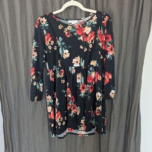 Downeast Floral Black Top